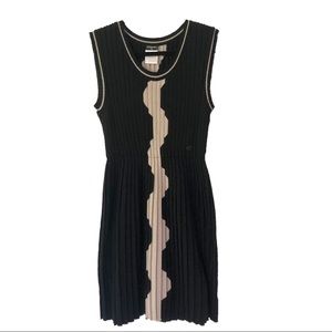 Chanel Eclectic Vintage Geometric Wool Dress Black